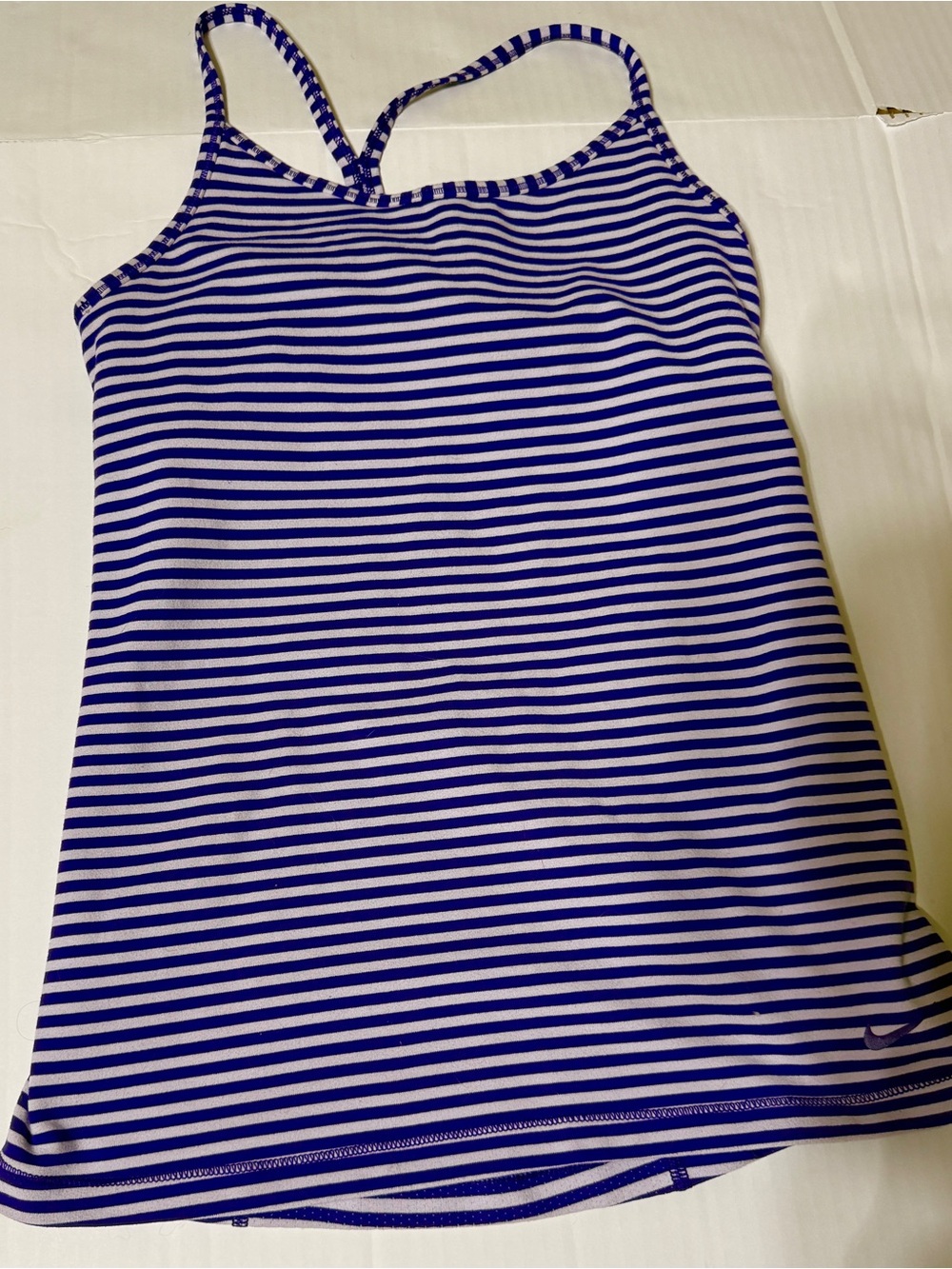 Nike DriFit Purple & White Striped Dri-FIT Sports Tank Built in Bra w Padding S